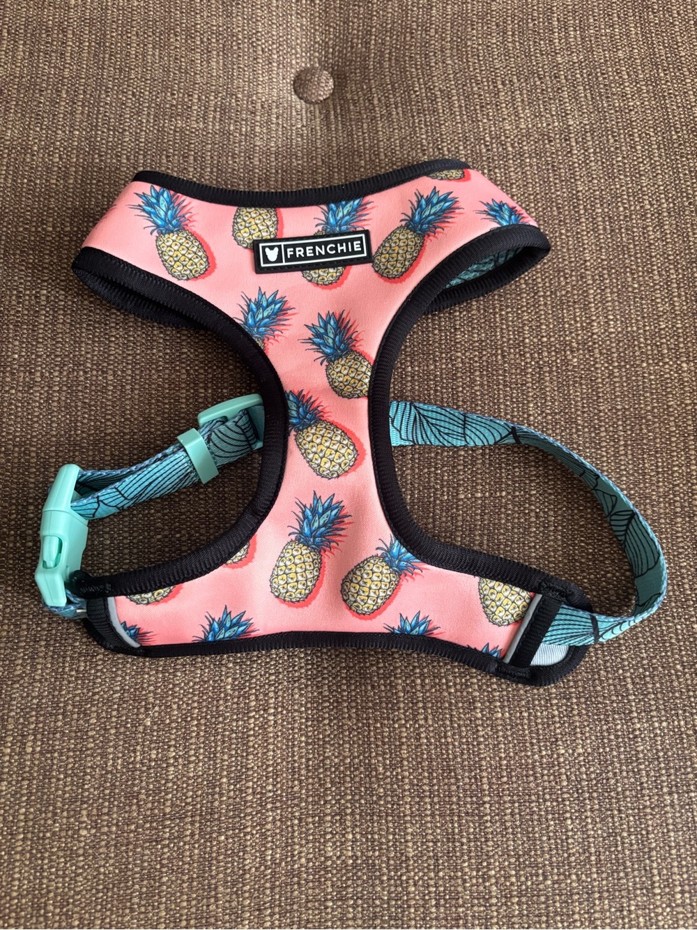 Frenchie Bulldog Reversible Dog Harness pineapples Medium
